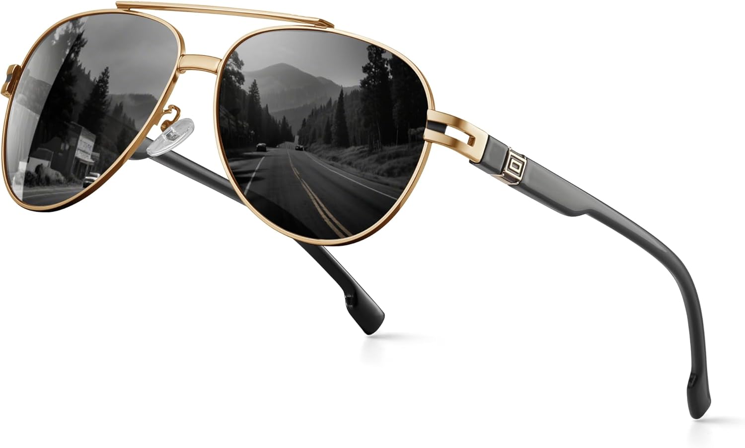 

Поляризованные солнцезащитные очки-авиаторы для мужчин и женщин - модные ретро-очки для вождения, рыбалки, гольфа и защиты от УФ-излучения gesruny, Gold Frame Black Lenses