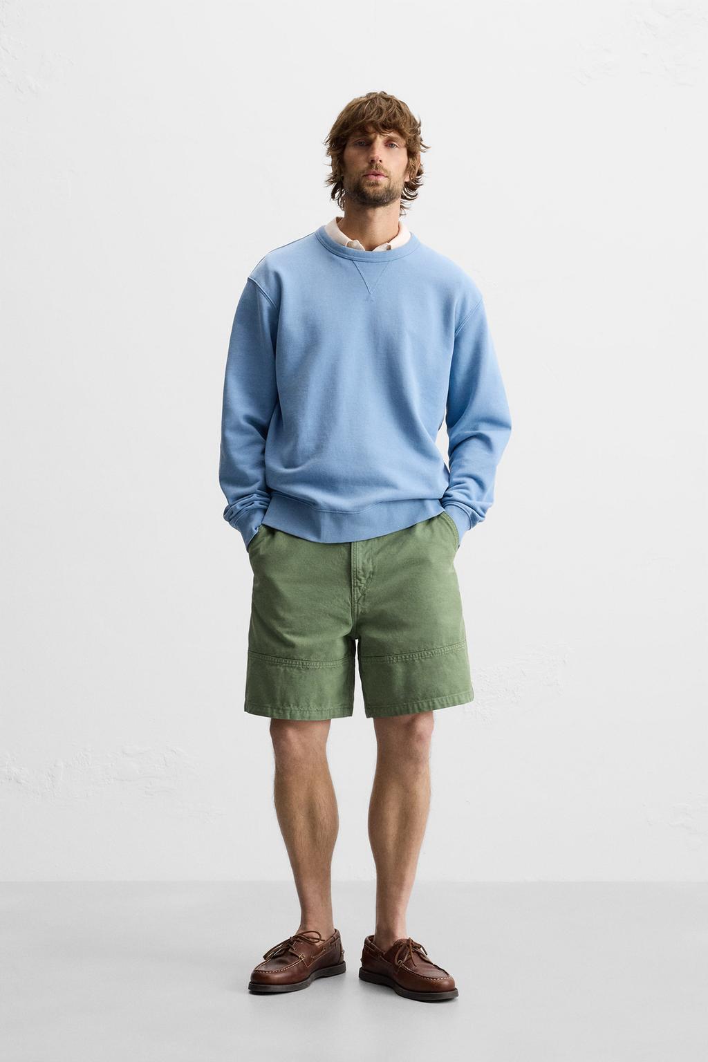 

Застиранная толстовка с круглым вырезом ZARA, цвет Faded blue