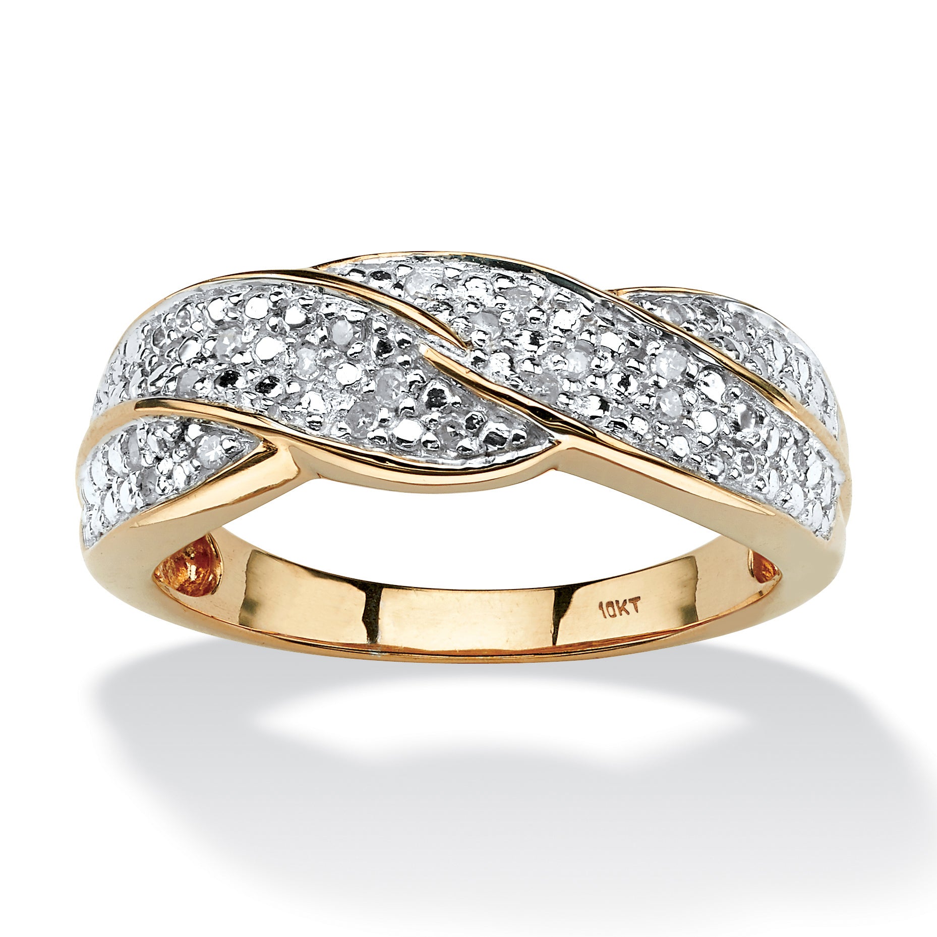 

Кольцо с круглыми бриллиантами 1/10 TCW из 10-каратного золота Palm Beach Jewelry, белый