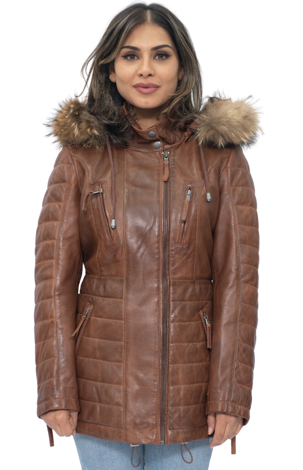 

Стеганая куртка-парка из кожи куритиба Infinity Leather, коричневый