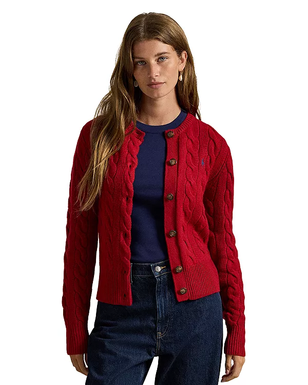 

Кардиган из шерсти и кашемира с косами Ralph Lauren, красный