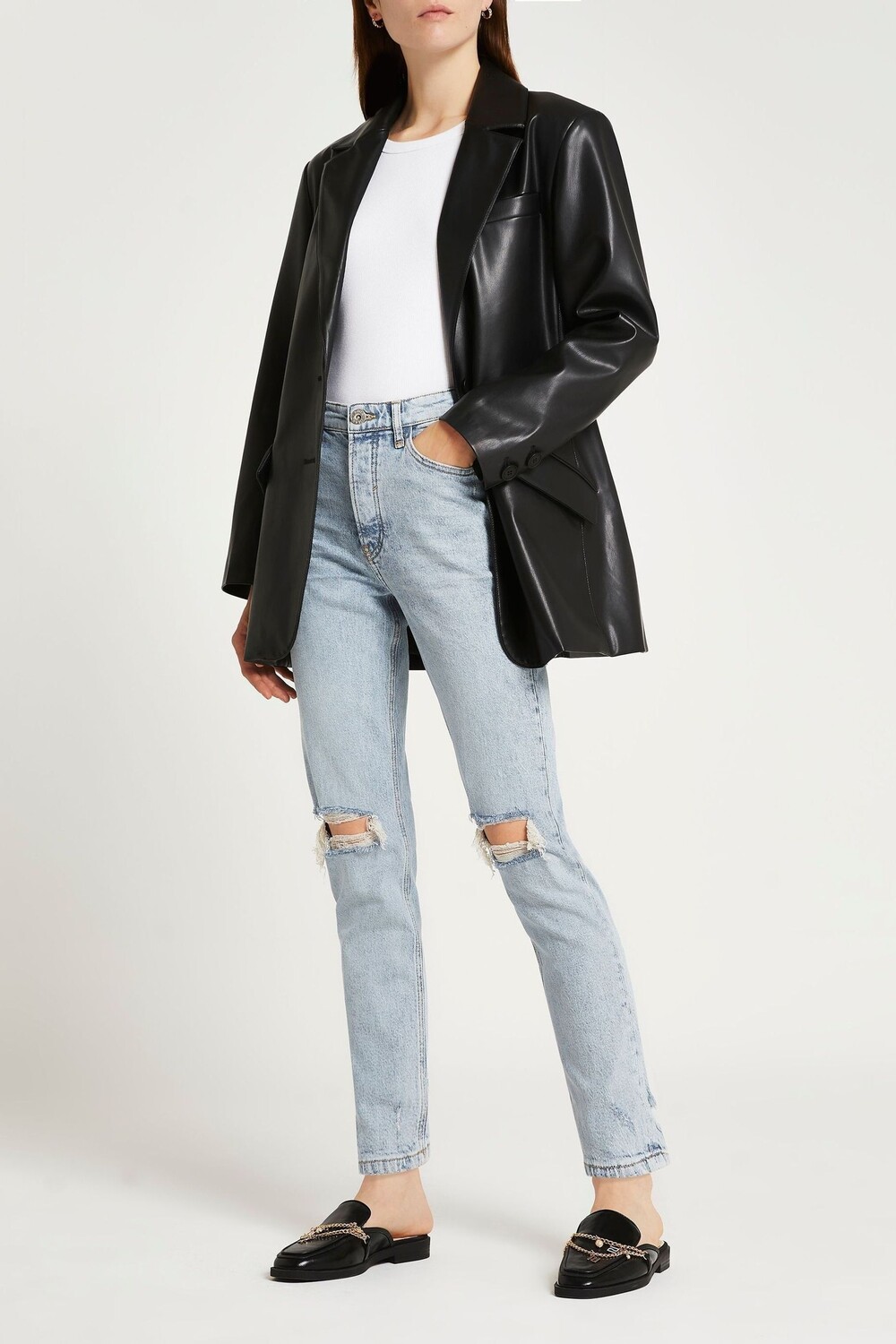 

Джинсы узкого кроя со средней талией River Island, синий