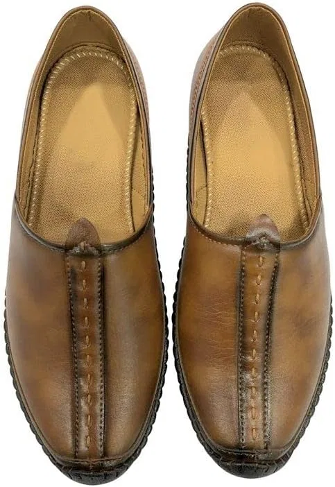 Shoe Bazar Мужские свадебные туфли-моджари в пенджабском стиле, кремового цвета, для жениха, традиционная индийская обувь, этнические пешаварские тапочки — фото 2