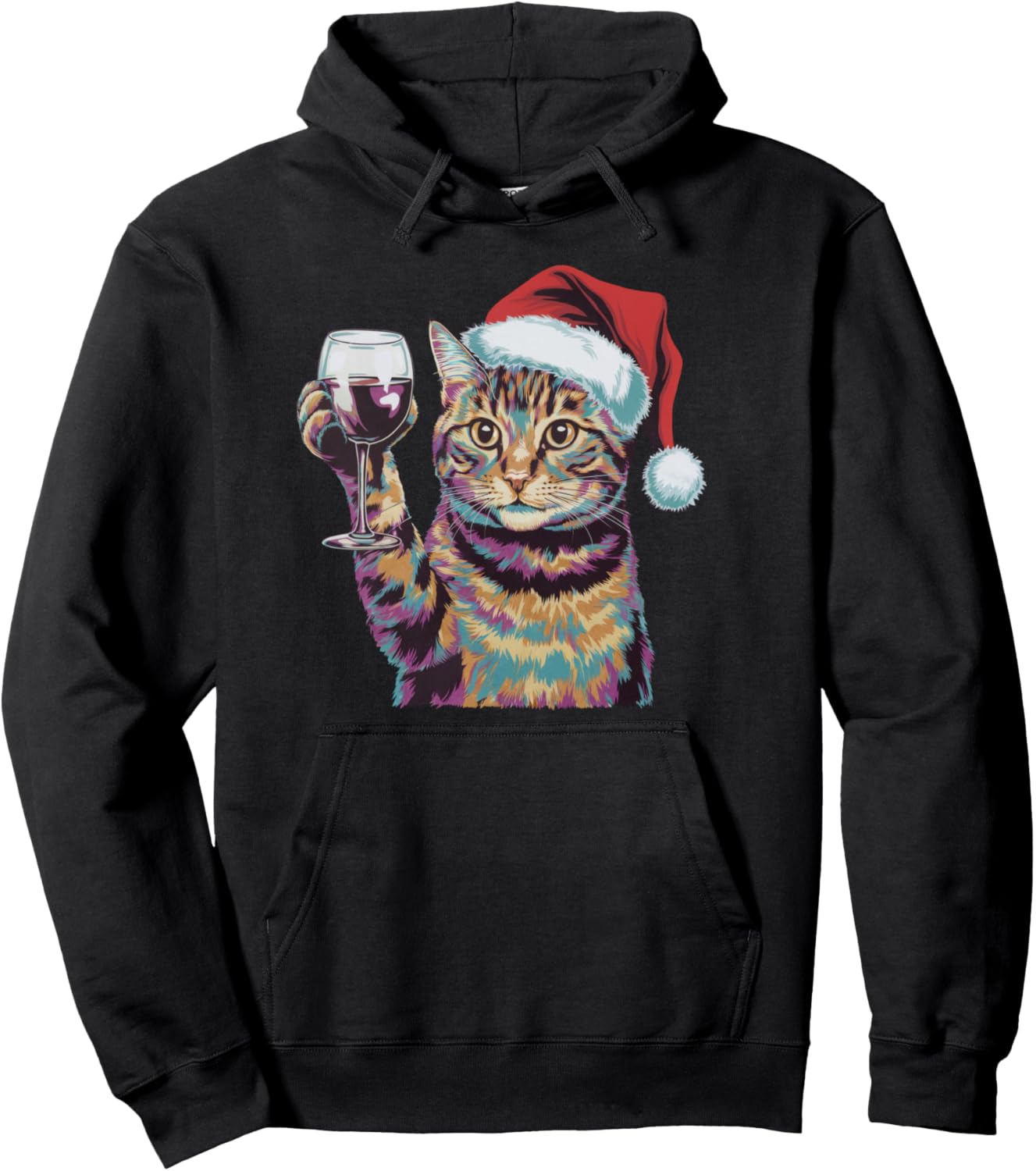 

Толстовка с надписью «Кошка-любительница вина, мама-кошка, пьющая вино, милая и забавная кошечка, мяу» Cat Mama Apparel, черный