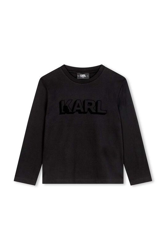

Детская хлопковая рубашка с длинным рукавом Karl Lagerfeld, черный