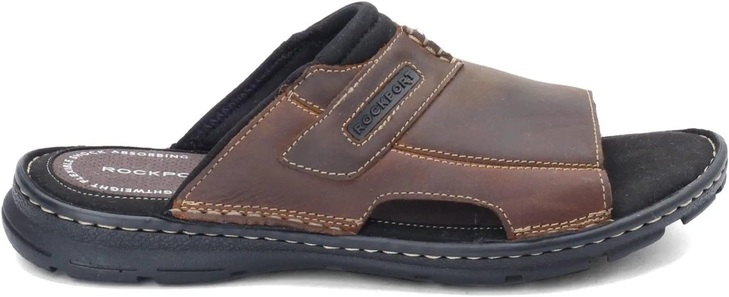 Мужские кожаные сандалии Rockport Darwyn Slide 2, Brown Ii Leather — фото 2