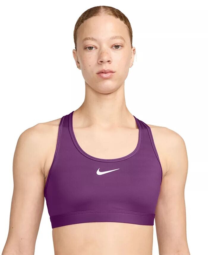 

Женский спортивный бюстгальтер средней жесткости с принтом Swoosh Padded Nike, фиолетовый