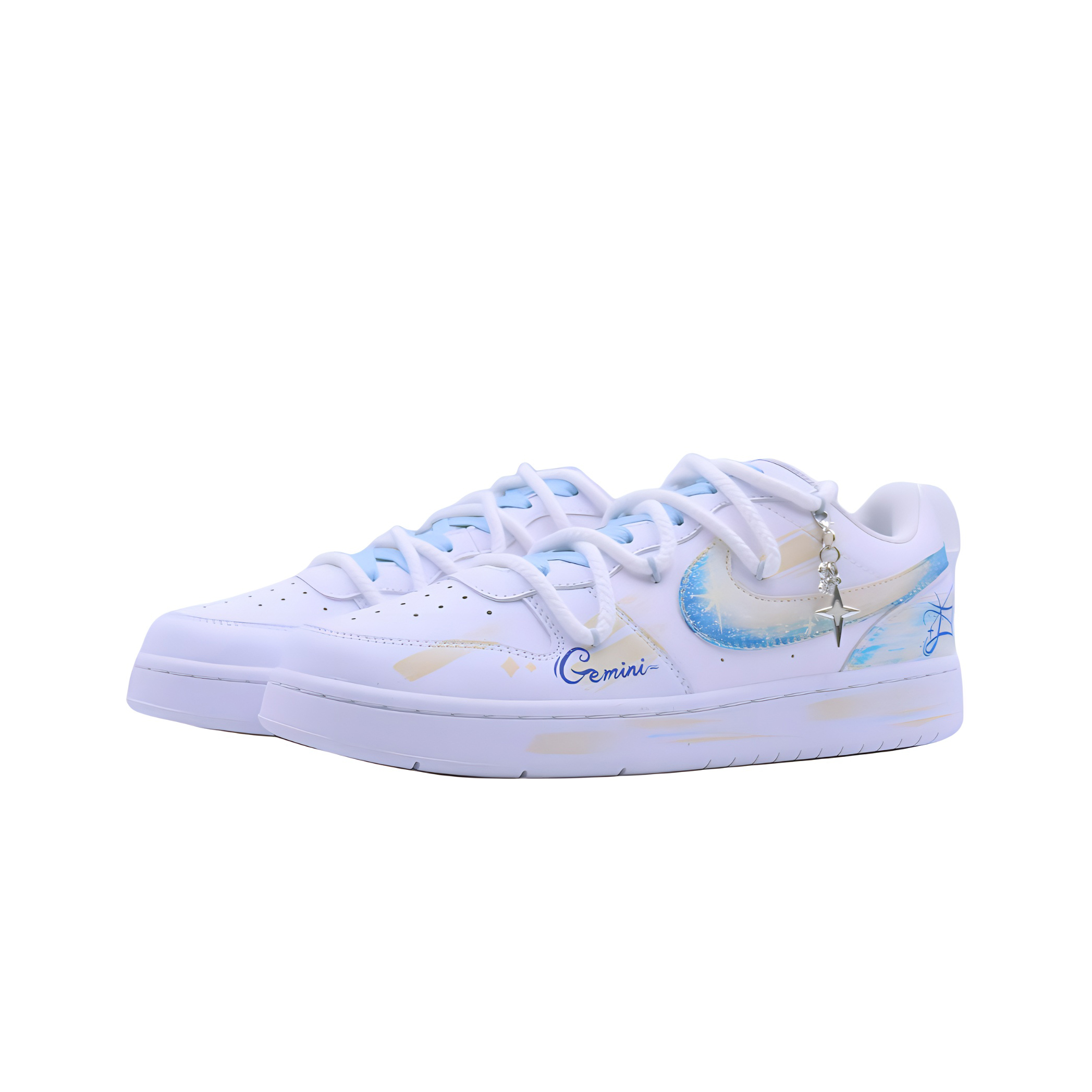 Детские кроссовки для скейтбординга Court Borough2Court Borough Low 2 для подростков Nike, белый/синий/желтый — фото 4