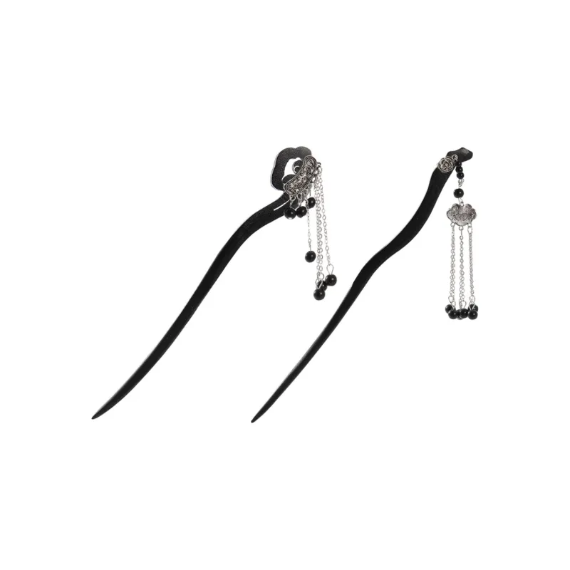 Женские заколки для волос разных стилей ZANC, [Auspicious Clouds+Wooden Hair Stick]2 Pcs