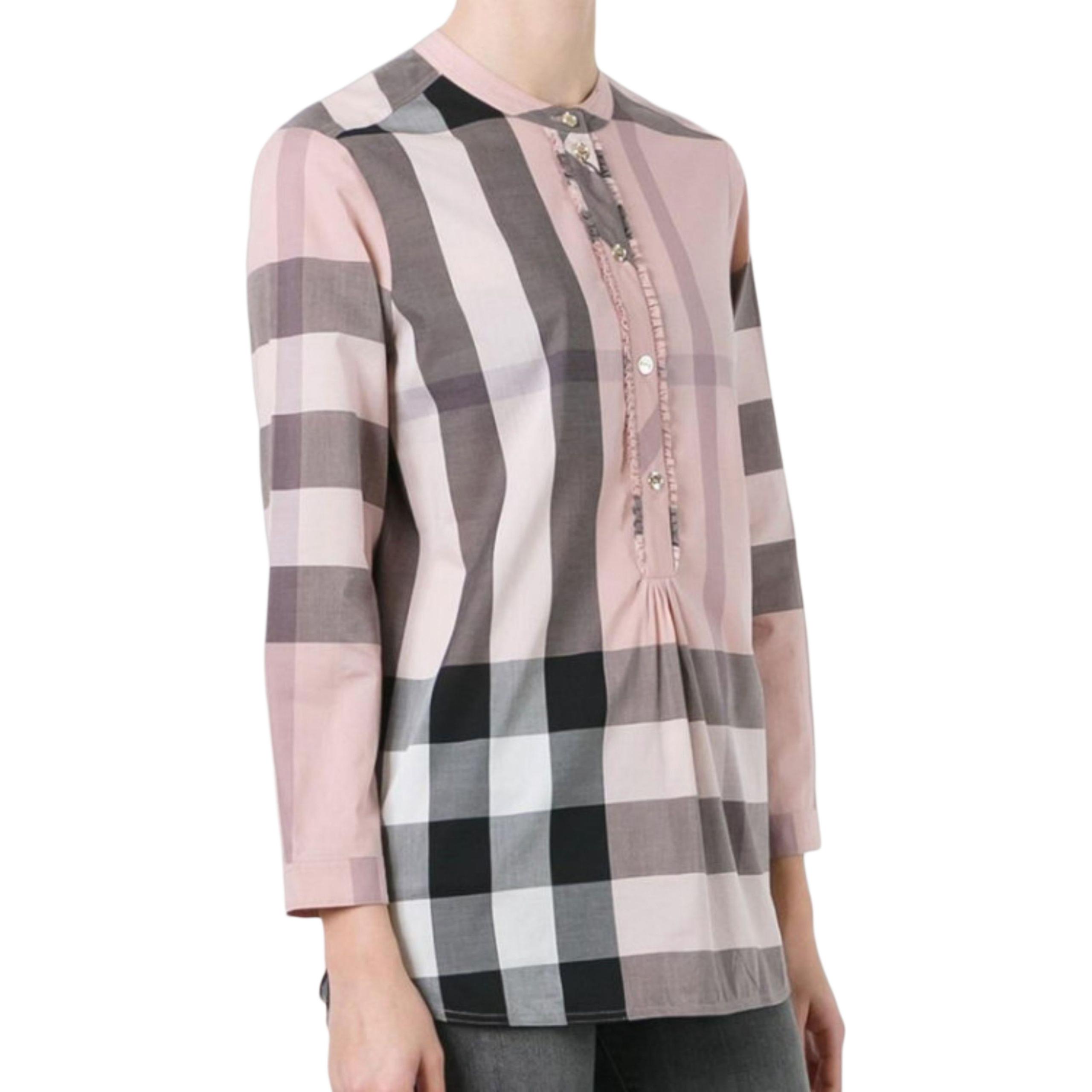 Рубашка Burberry, женская, розовыйого, круглый вырез, средней толщины, весна/лето — фото 3