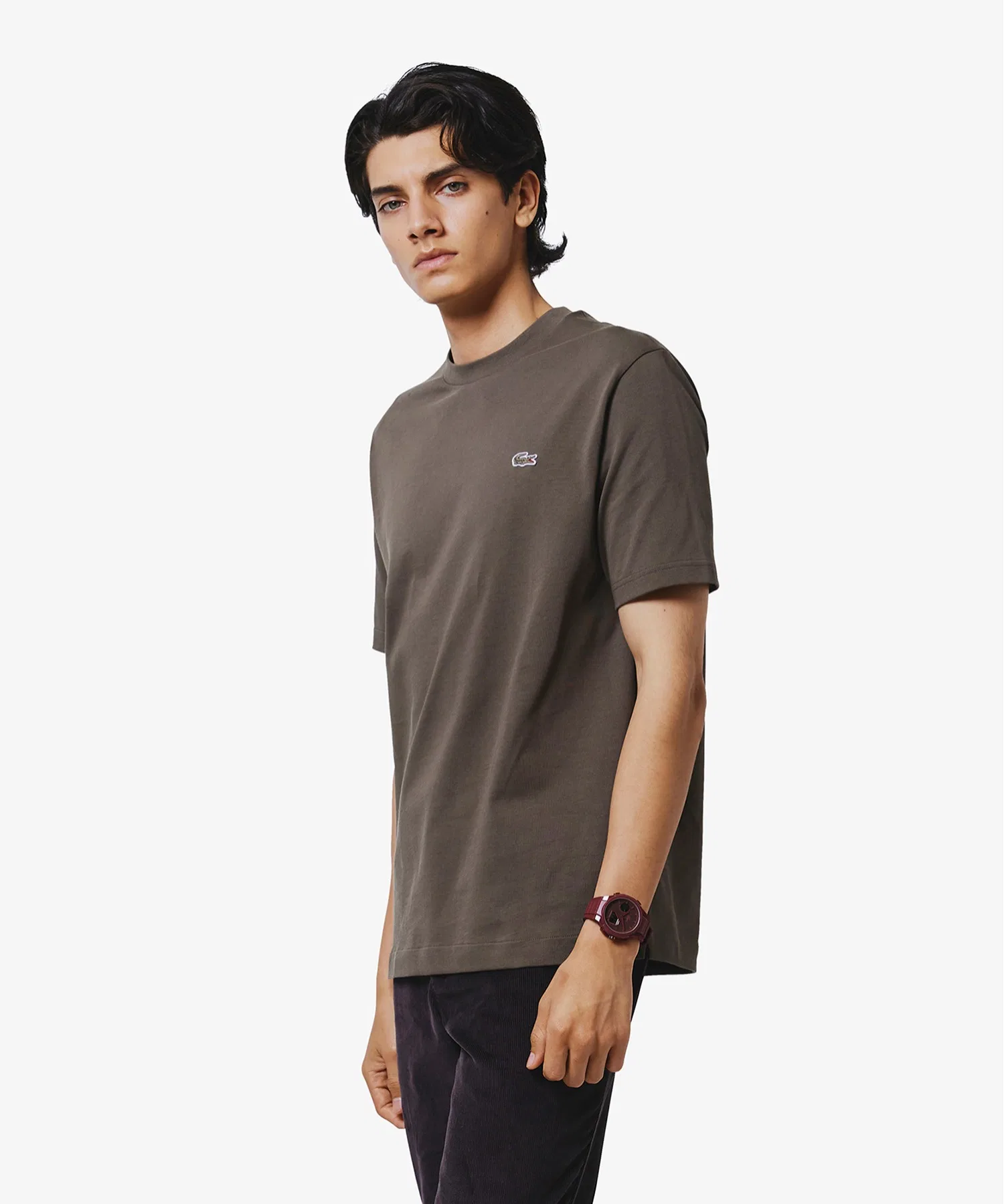 Унисекс футболка с круглым вырезом Lacoste с логотипом серый — фото 2