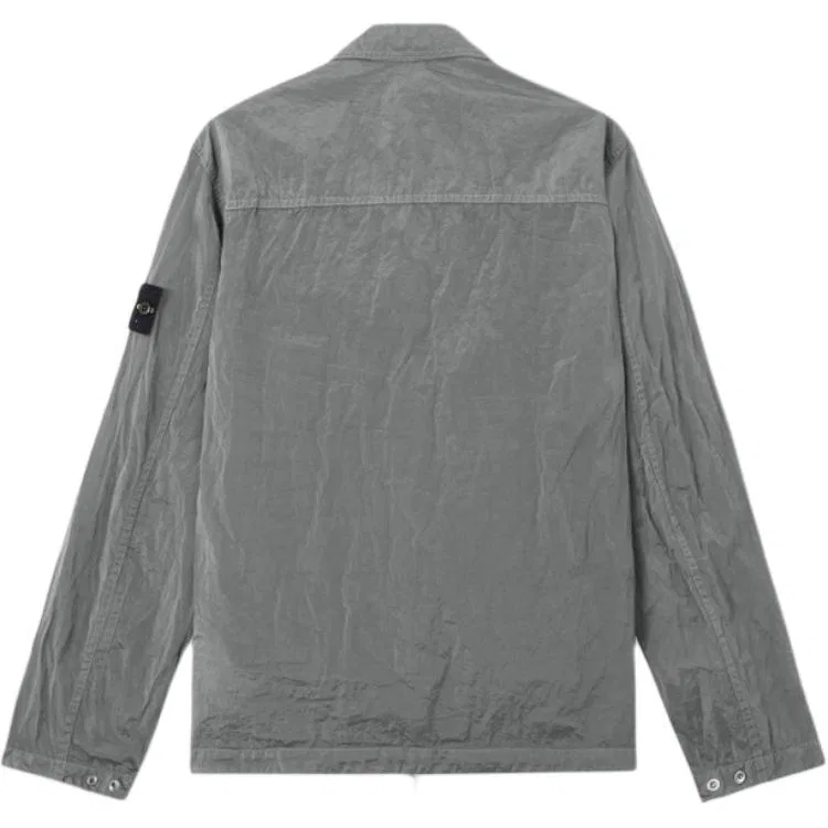 Куртка-рубашка на молнии с накладными карманами STONE ISLAND, Silver Gray — фото 3