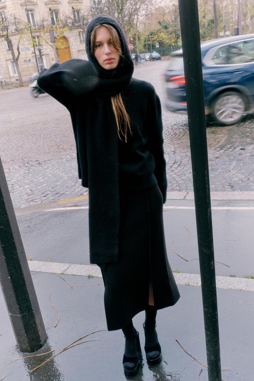 

Длинная трикотажная юбка ZARA, коричневый