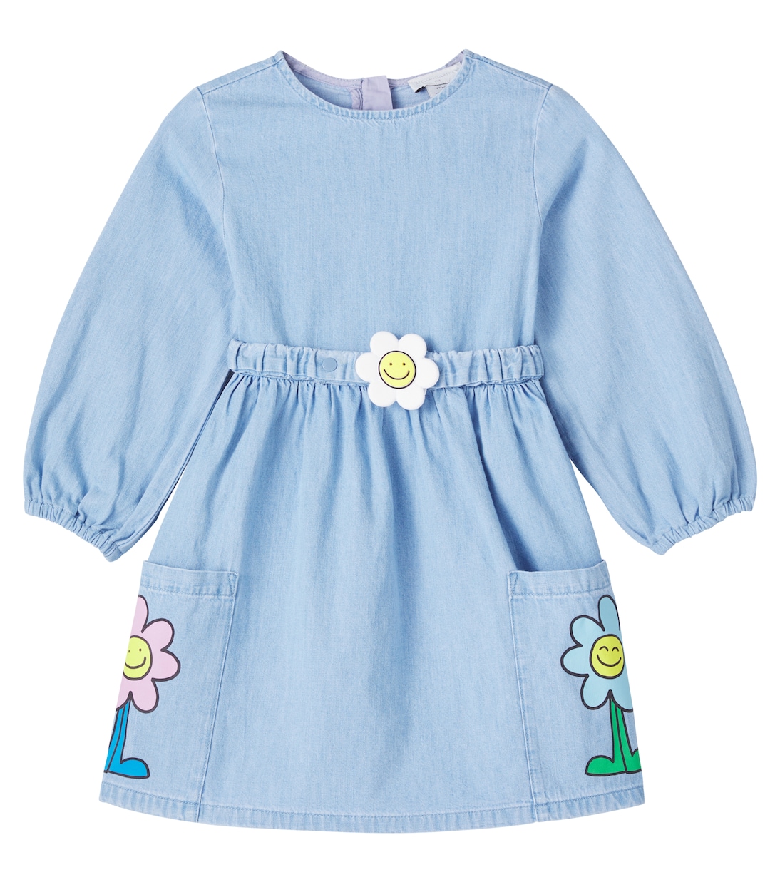 

Цветочное платье из шамбре Stella McCartney Kids, Azure Blue
