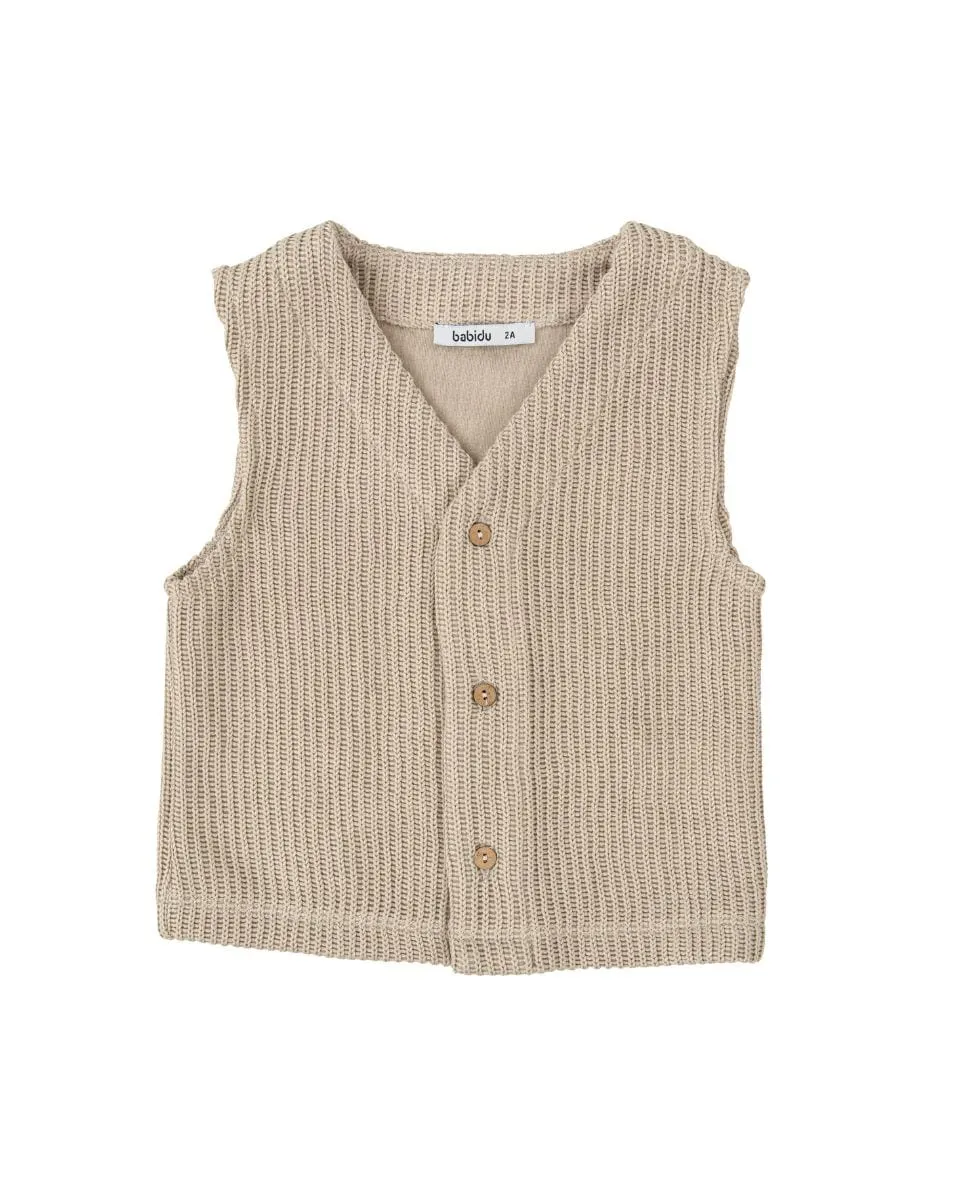 

Детский жакет с рубчиком и деревянными пуговицами Babidú, бежевый