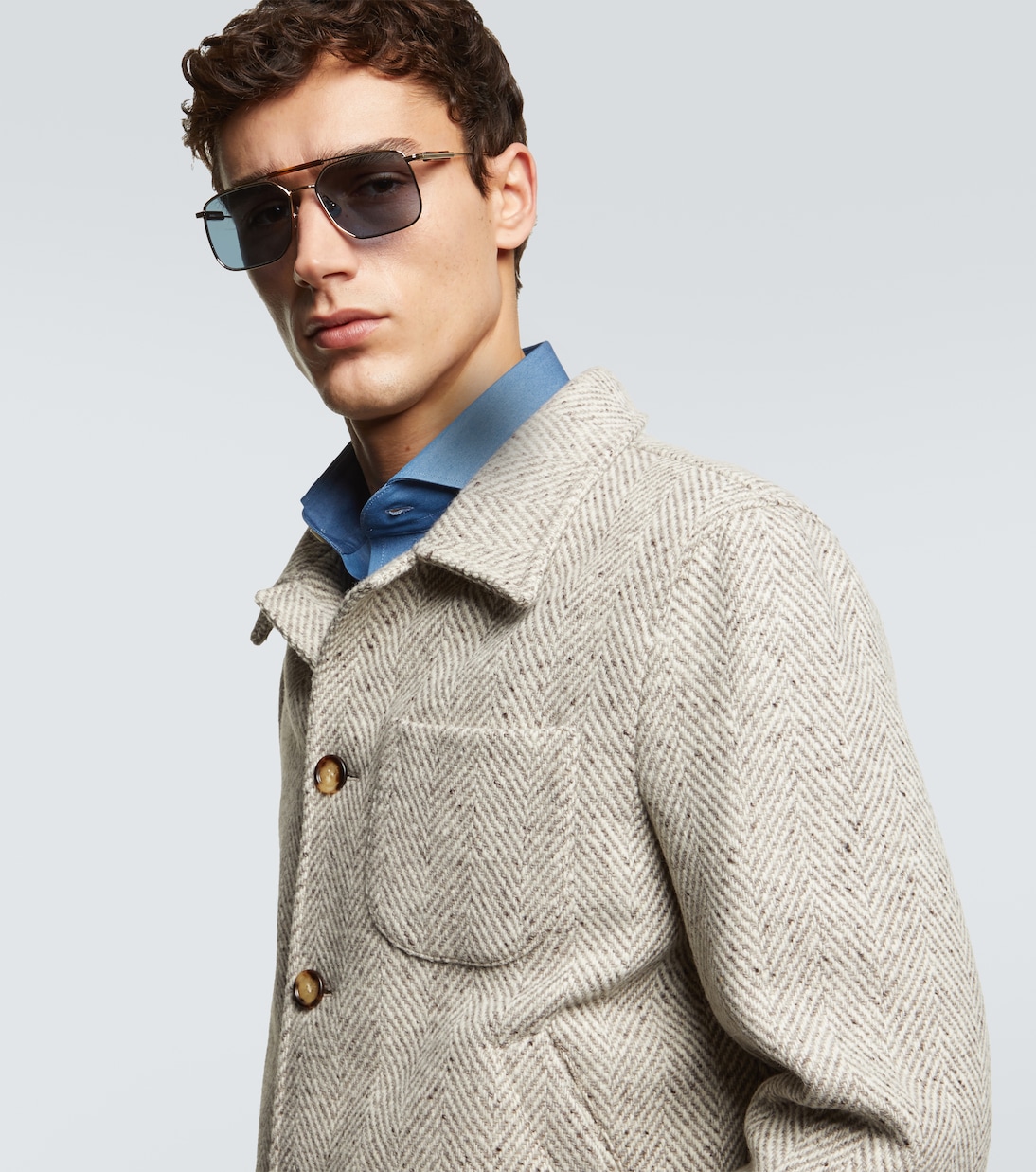Sartorial Sunset квадратные солнцезащитные очки Brunello Cucinelli, Gold Blue — фото 2