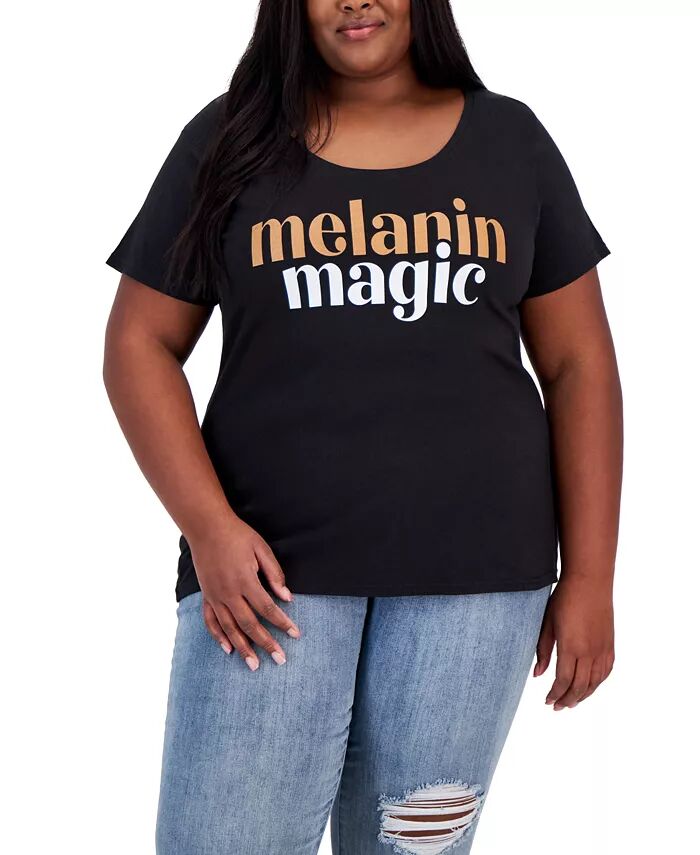 

Модная футболка больших размеров с рисунком Melanin Magic Hybrid Apparel, черный