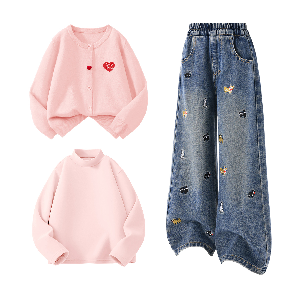 

Детская повседневная спортивная одежда Disney, Diho Heart-Shaped Hook-And-Loop K Pink+Solid Color Denim Blue+Solid Color Mousse Pink