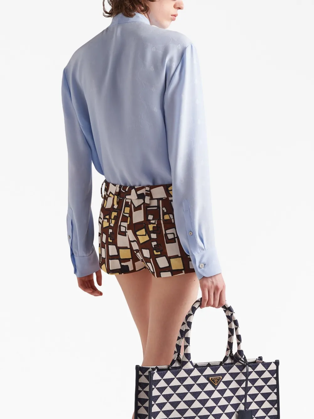 Жаккардовая блузка Prada, синий — фото 4