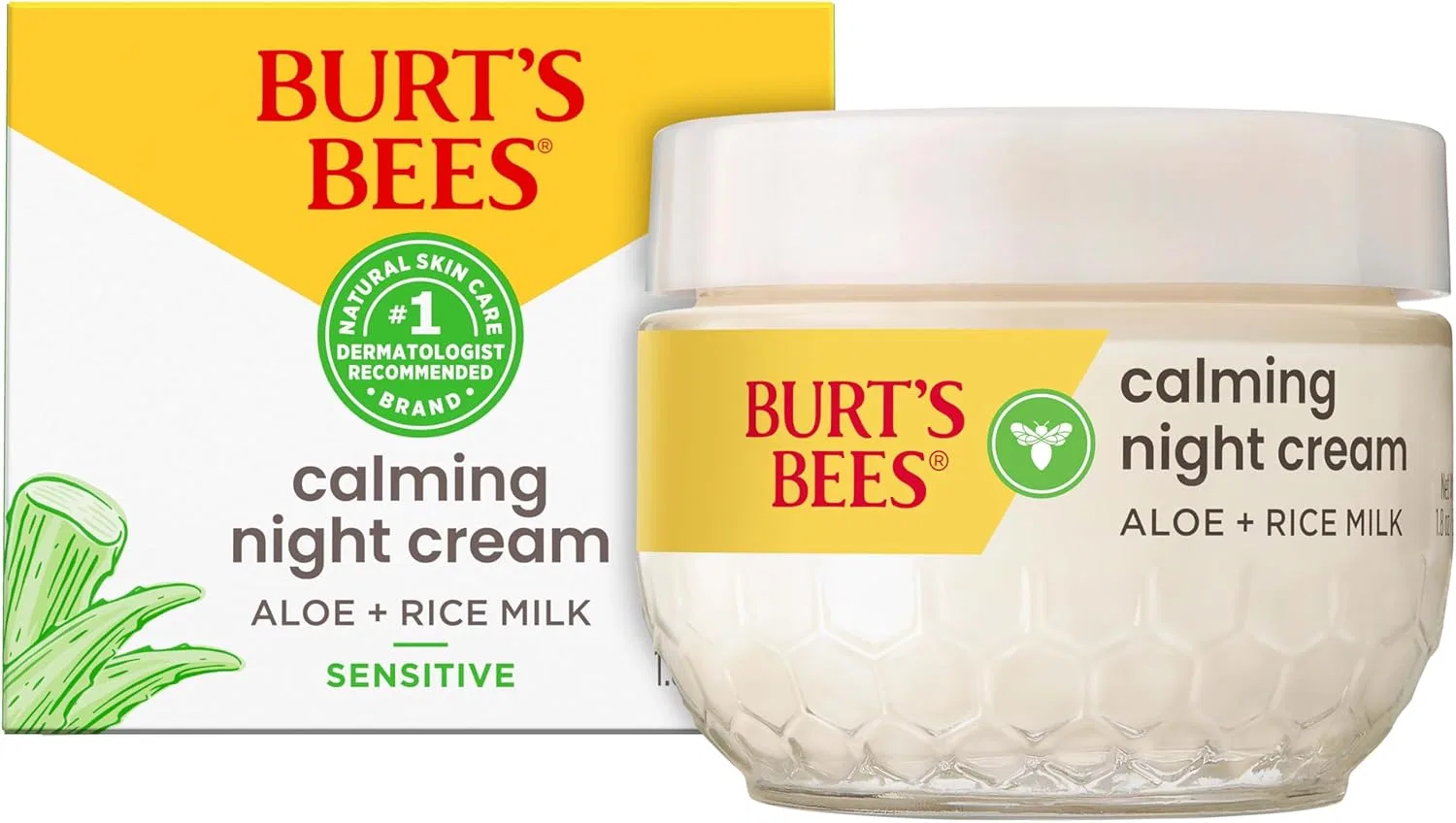 Крем для лица Burt's Bees — Ночной для чувствительной кожи с медом и рисовым молоком