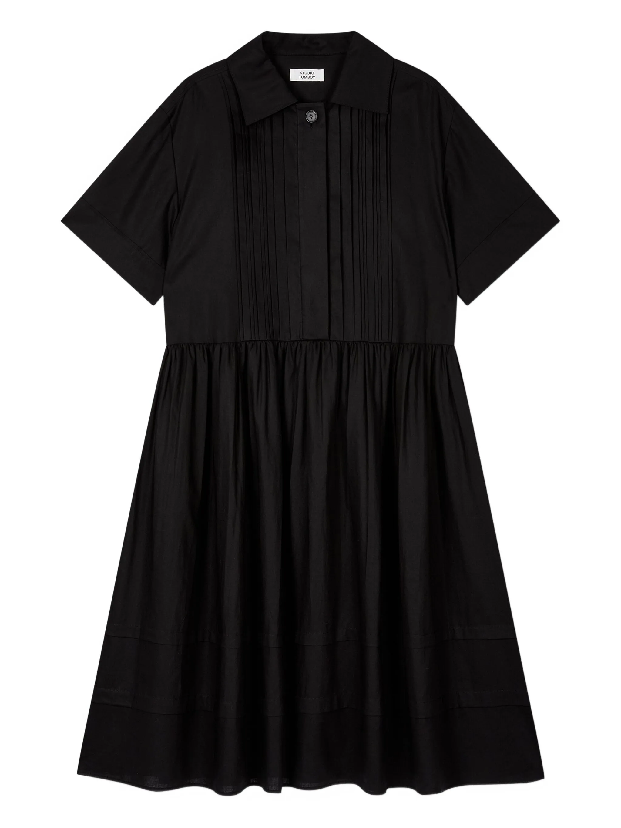 

Плиссированное платье мини со сборками Studio Tomboy, черный
