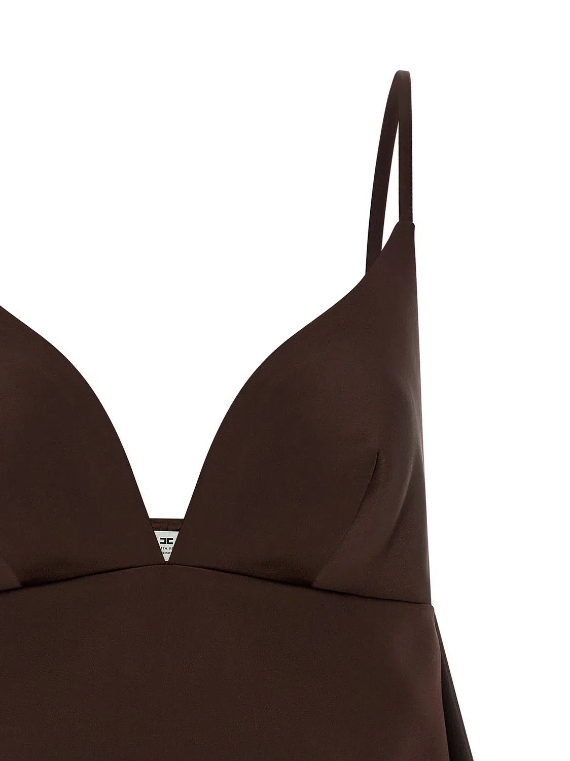Платье из ткани "дюшес" Elisabetta Franchi, коричневый — фото 3