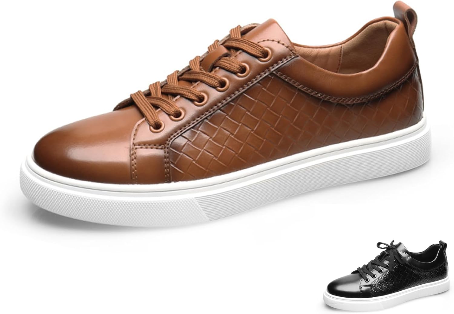 

Мужские кроссовки GLBDU из переплетенной кожи с шнуровкой, модные, классические с круглым носком, низкие, повседневные теннисные и прогулочные, удобные, для бизнеса и повседневной носки, коричневый