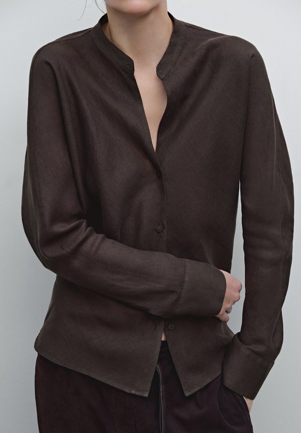 

Блузка с воротником-стойкой и пуговицами Massimo Dutti, коричневый