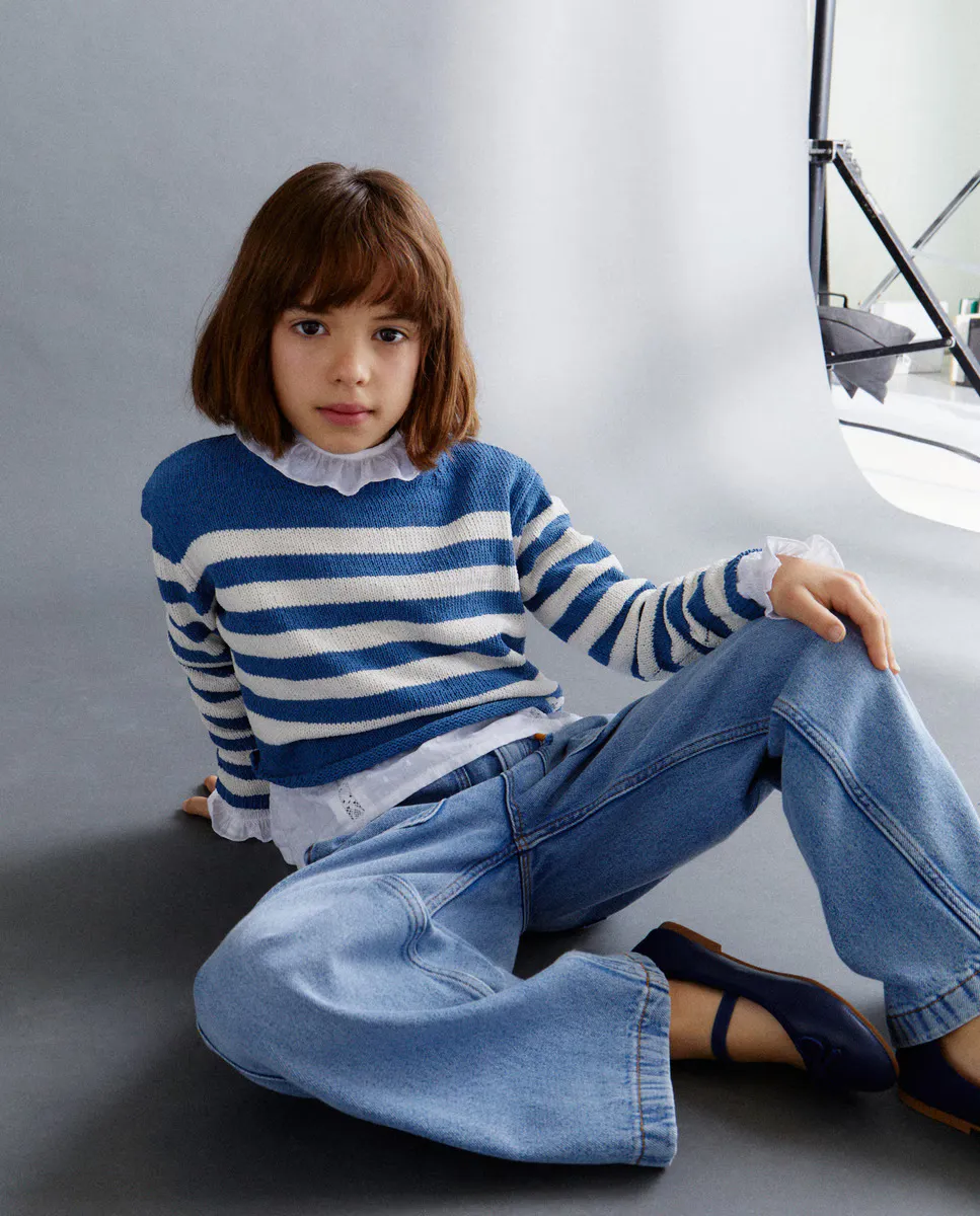 

Вязаный свитер для девочек синелью Kids El Corte Inglés, синий