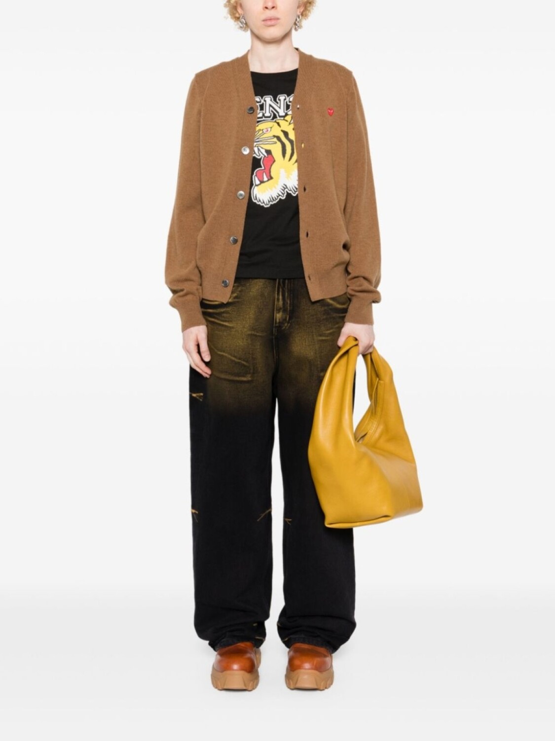 Comme Des Garçons Play шерстяной кардиган с нашивкой, коричневый — фото 2