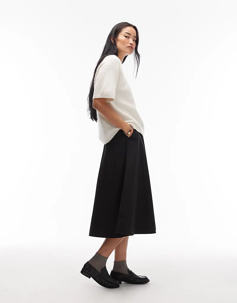 

Юбка макси ARKET из чистого хлопка со складками, черного цвета