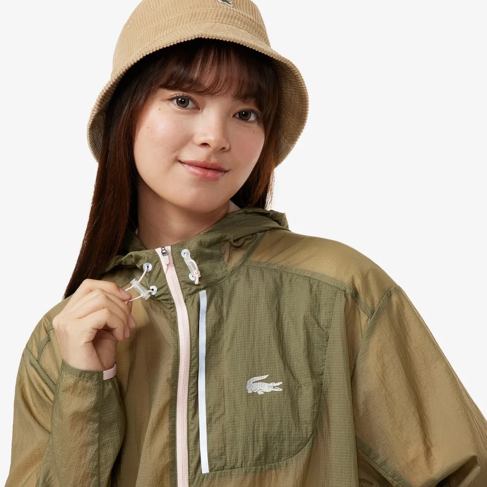 Куртка-ветровка Lacoste Рипстоп с капюшоном, Хаки — фото 2