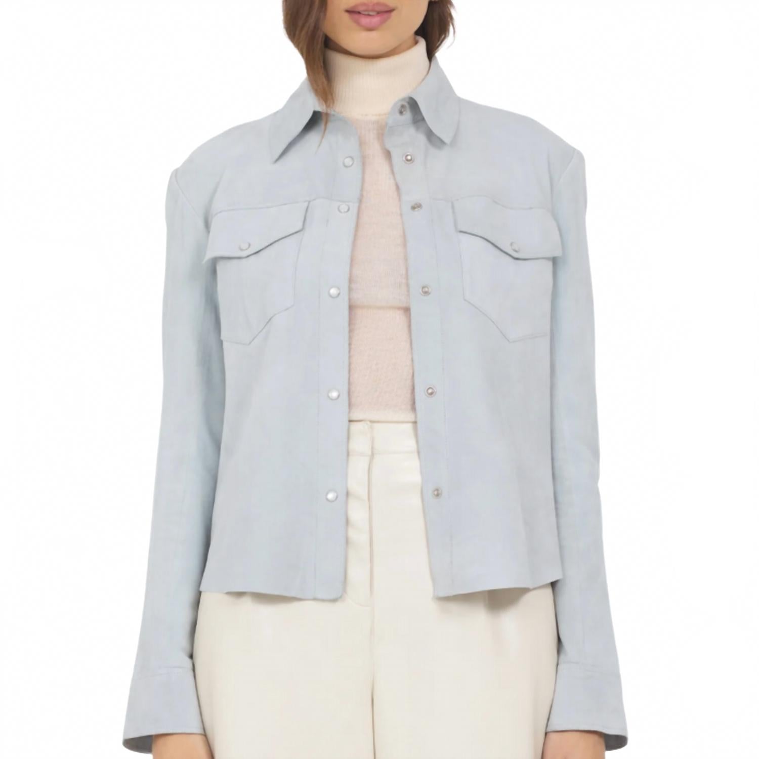 

Jakett Рубашка-рубашка Rowan из выстиранной замши небесно-голубого цвета