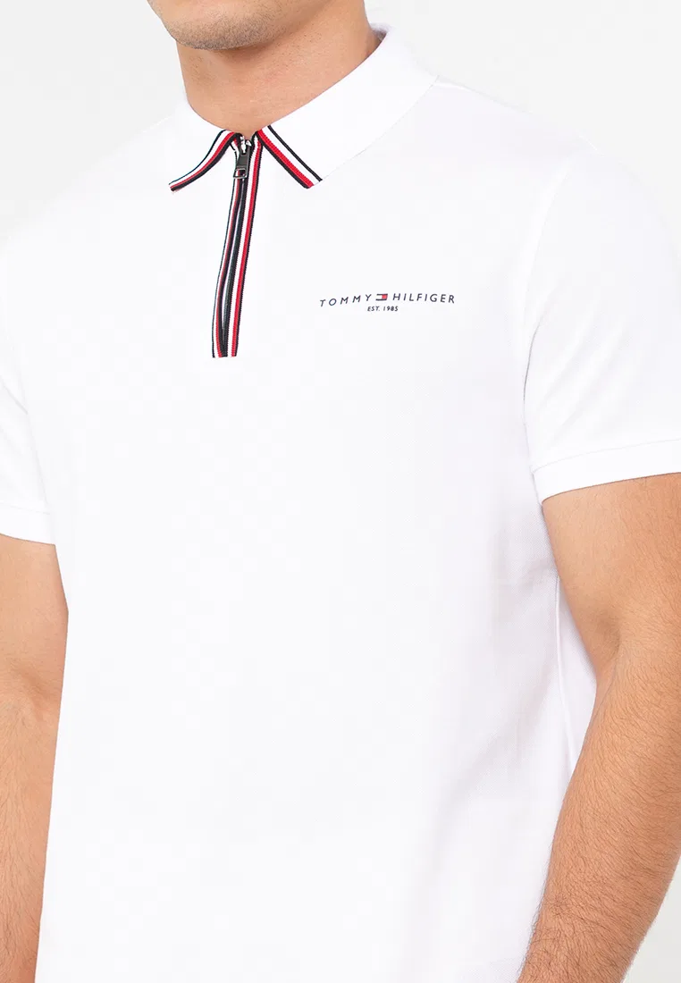 Поло с застежкой-молнией, Regular Fit, мужское Tommy Hilfiger, белый — фото 3