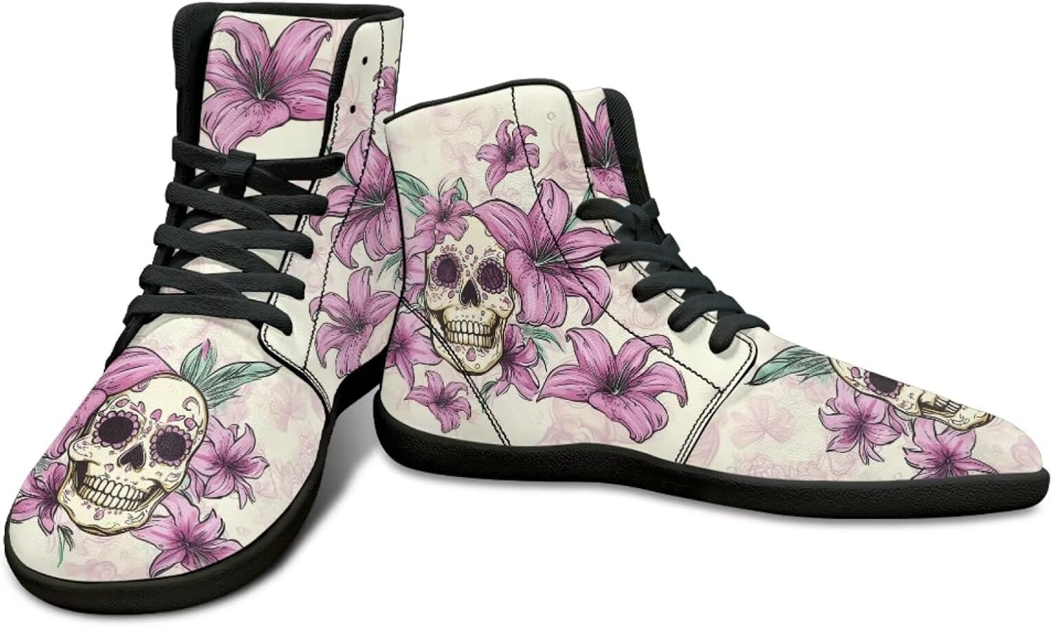 

Высокие кроссовки с черепом- кроссовки без перепада высоты, противоскользящие, для бега, тренажерного зала, заземленная обувь для мужчин Watdotory, Day of the Dead Sugar Skull Design