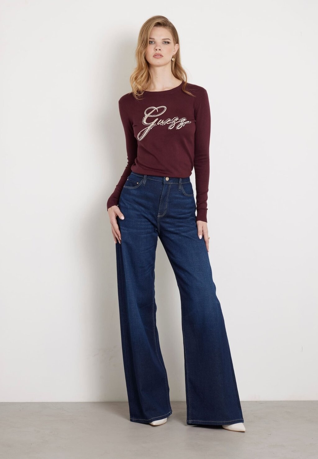 

Джемпер FRONTLOGO STRASS Guess, Бордо