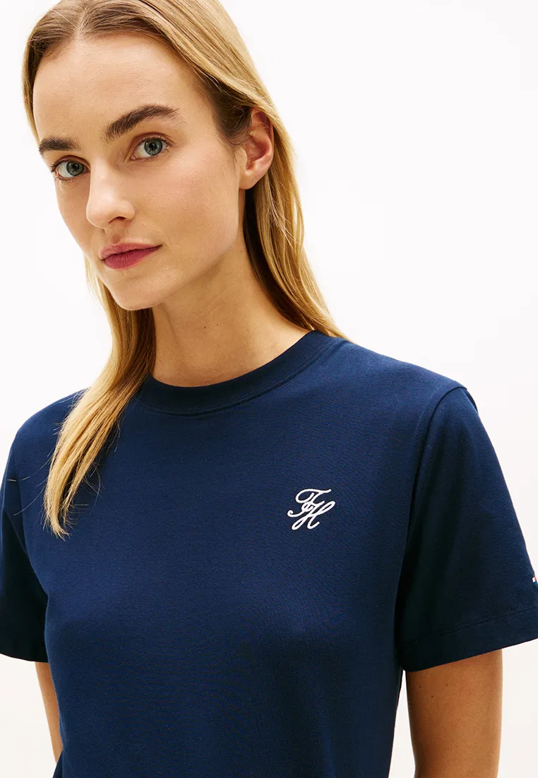 Футболка с вышивкой логотипа, круглый вырез, TH Mainline Tommy Hilfiger, темно-синий — фото 3