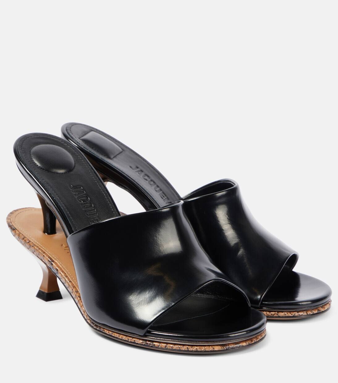 Туфли-лодочки Les Doubles из лакированной кожи Jacquemus, цвет black/light brown