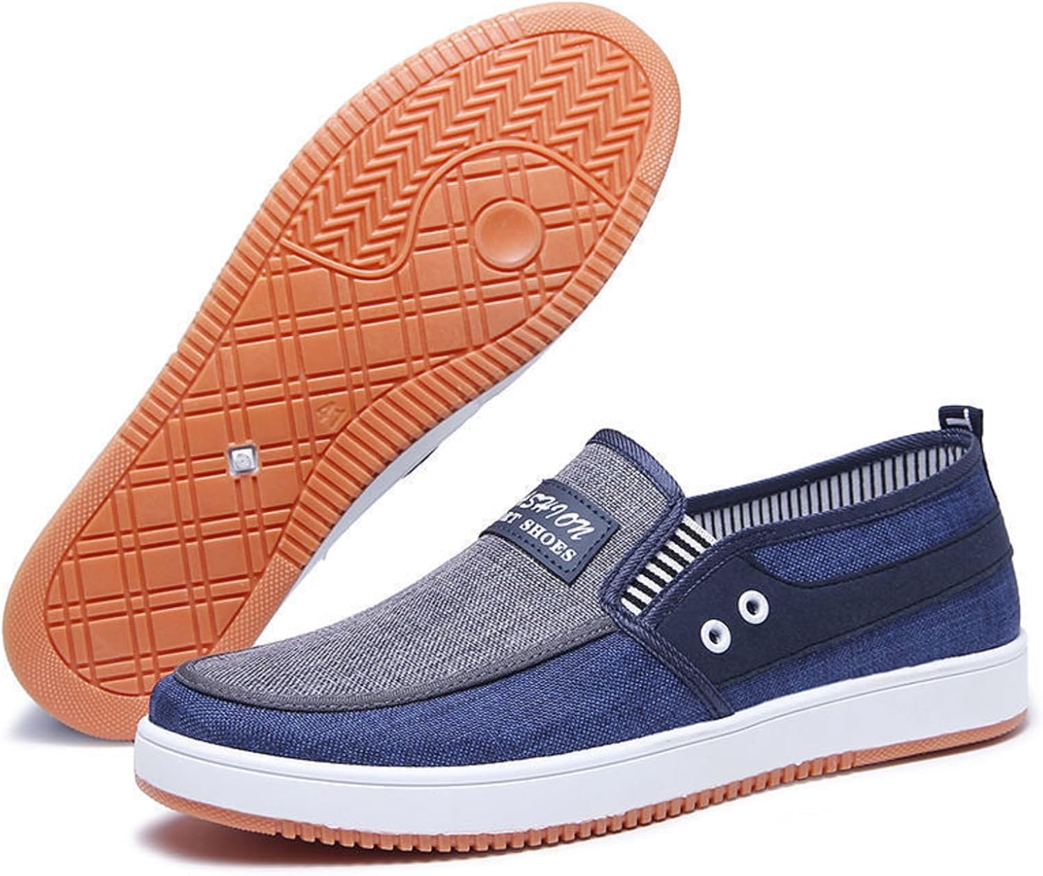 

Мужские лоферы на каждый день, слипоны из хлопка, легкие дышащие обувь для ходьбы и вождения на все сезоны Ktprniy, синий