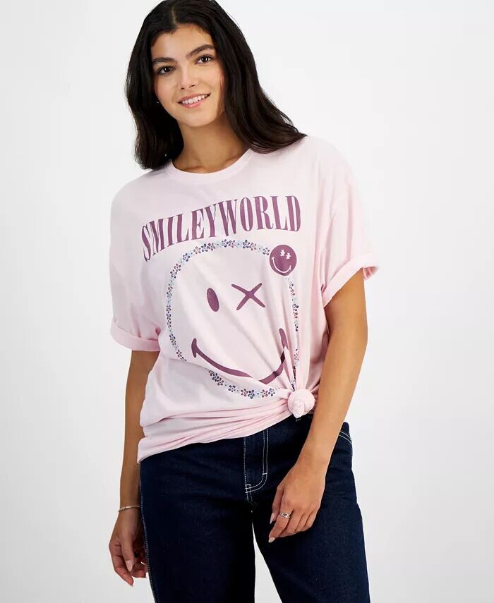 

Футболка с рисунком Smiley World для юниоров Grayson Threads, The Label, розовый