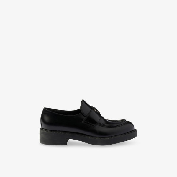Лоферы кожаные Prada с логотипом-плашкой, черный