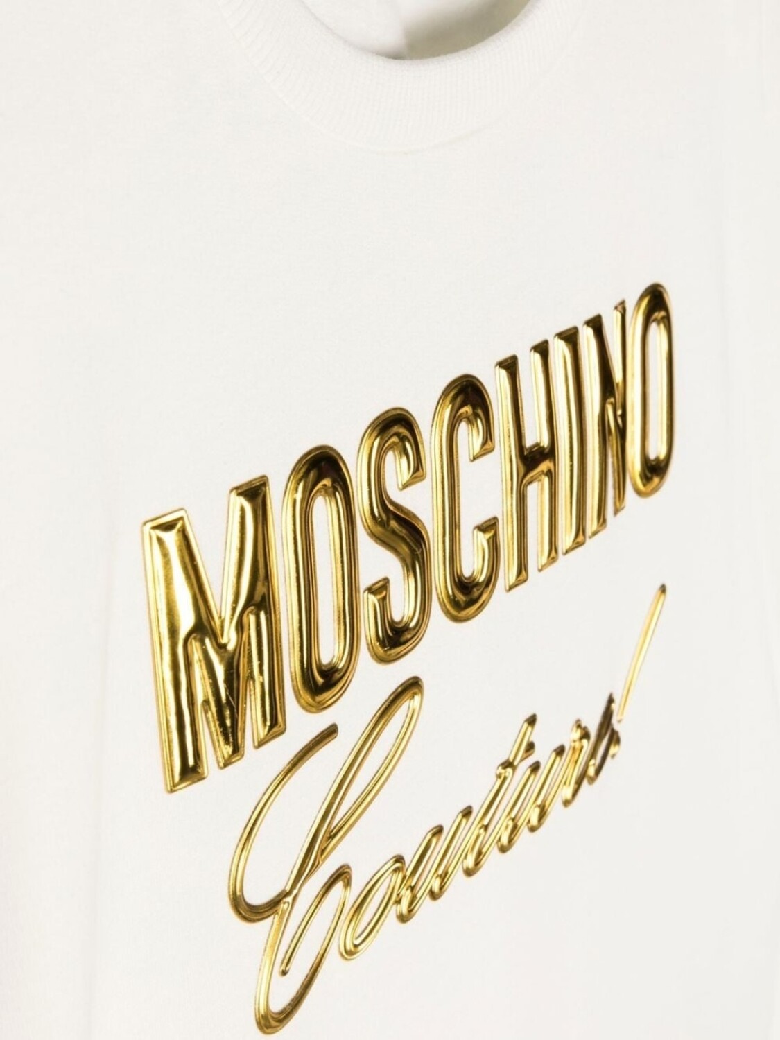 Moschino Kids футболка с длинными рукавами и тисненым логотипом, нейтральный цвет — фото 3