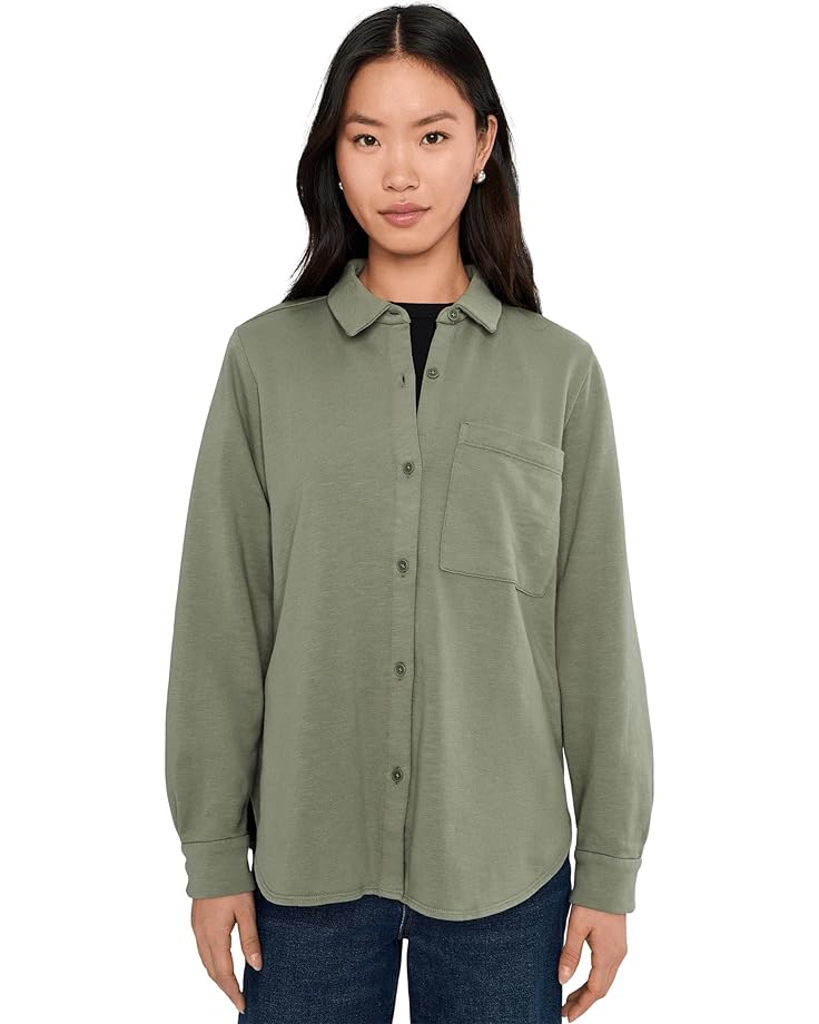 

Женская футболка Eileen Fisher Garment Dyed Terry Classic Collar, Bayleaf