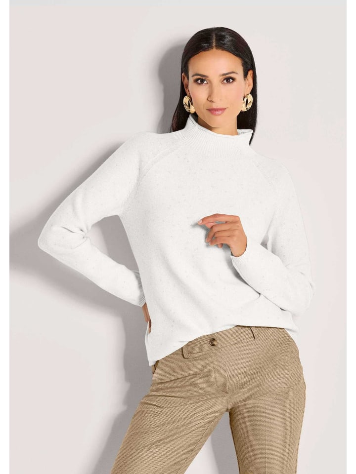 

MADELEINE Блестящий шерстяной свитер гладкой вязки кремового/золотистого цвета