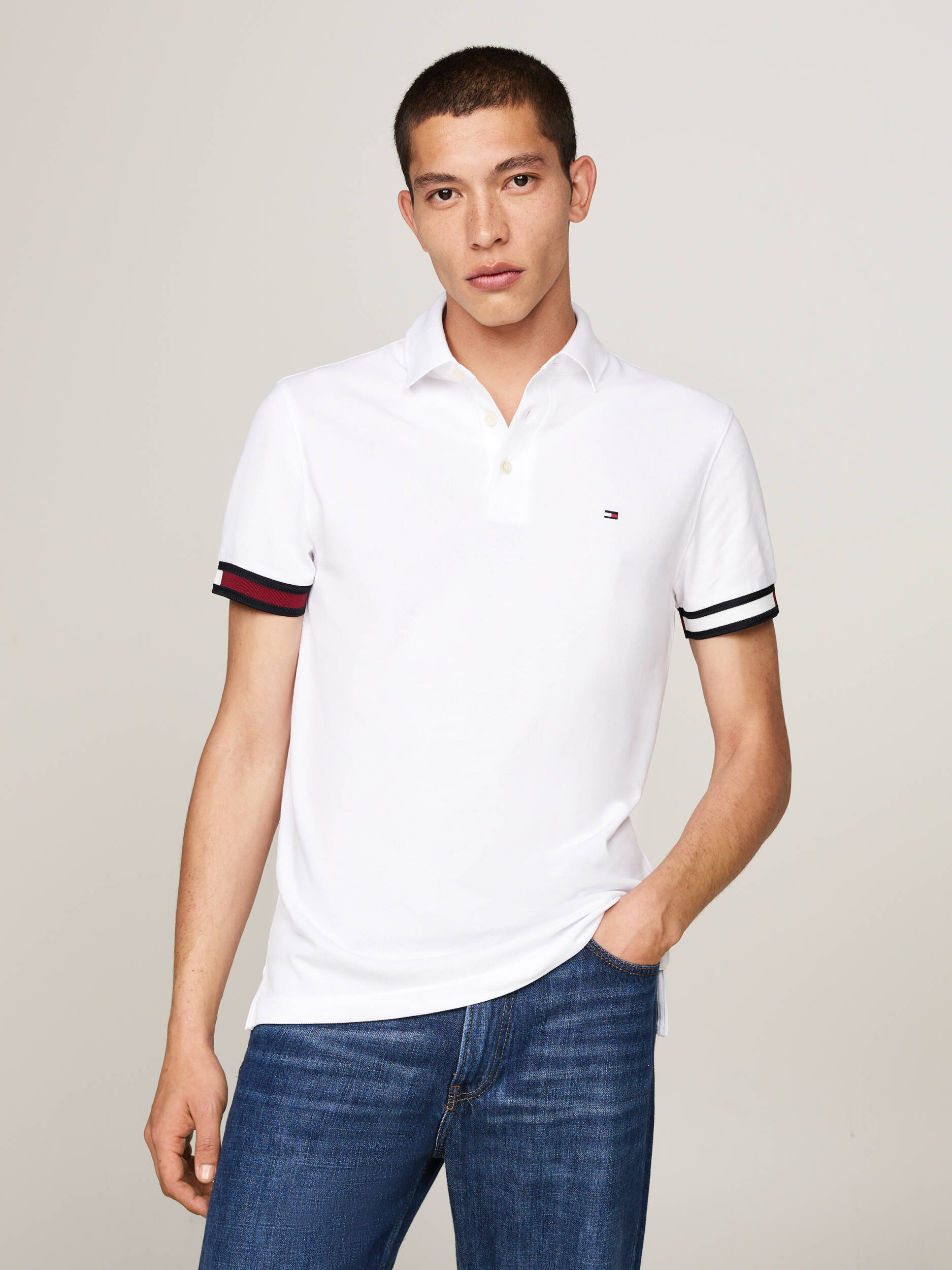 

Поло Tommy Hilfiger flag Slim Fit, белый