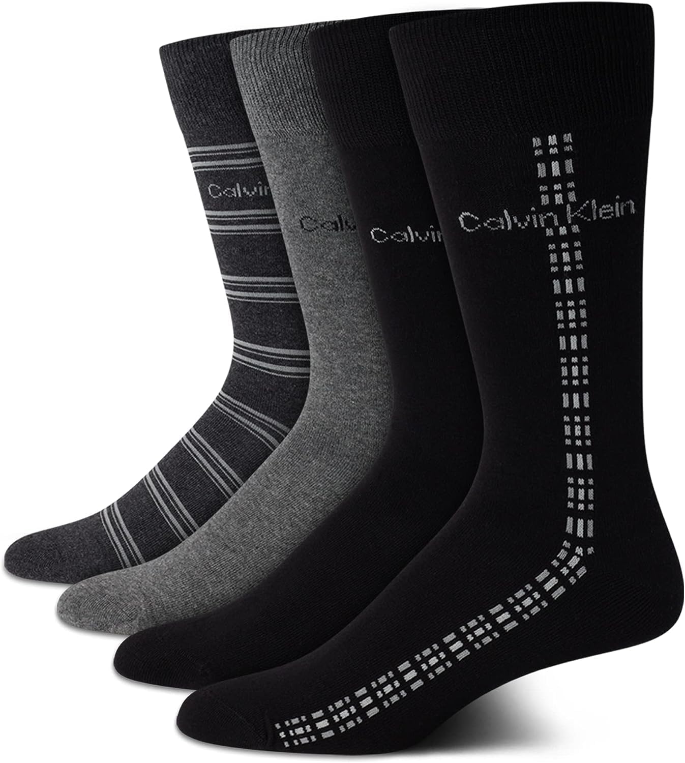 

Мужские носки Calvin Klein Crew Socks - 4 пары, легкие, влагоотводящие, мягкие, спортивные носки для мужчин, для занятий спортом и бега, Black/Grey Multi