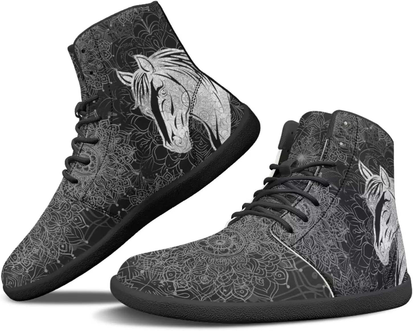 Мужские и женские босоножки Mens Wolves с высоким верхом, минималистичные кроссовки для трейл-раннинга с принтом лошади, босоножки с широкой носочной частью, кроссовки с принтом дракона Glomenade — фото 3