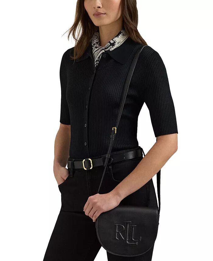 

Кожаная сумка Witley Crossbody среднего размера Lauren Ralph Lauren, черный