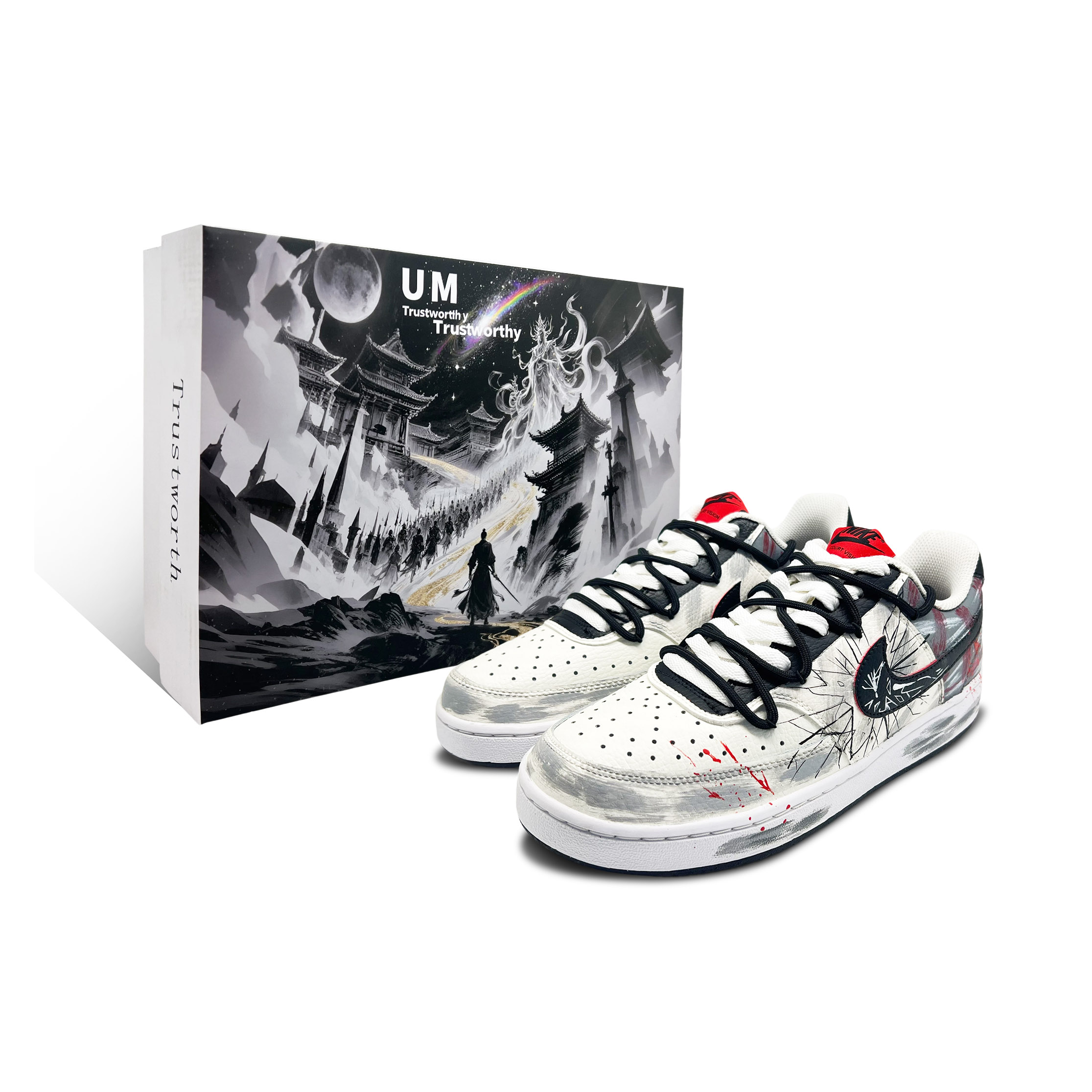 

Nike Кроссовки Court Vision 1 Unrestrained Moments, в комплекте коробка, износостойкие, низкие, для скейтбординга, мужские, белые, серые