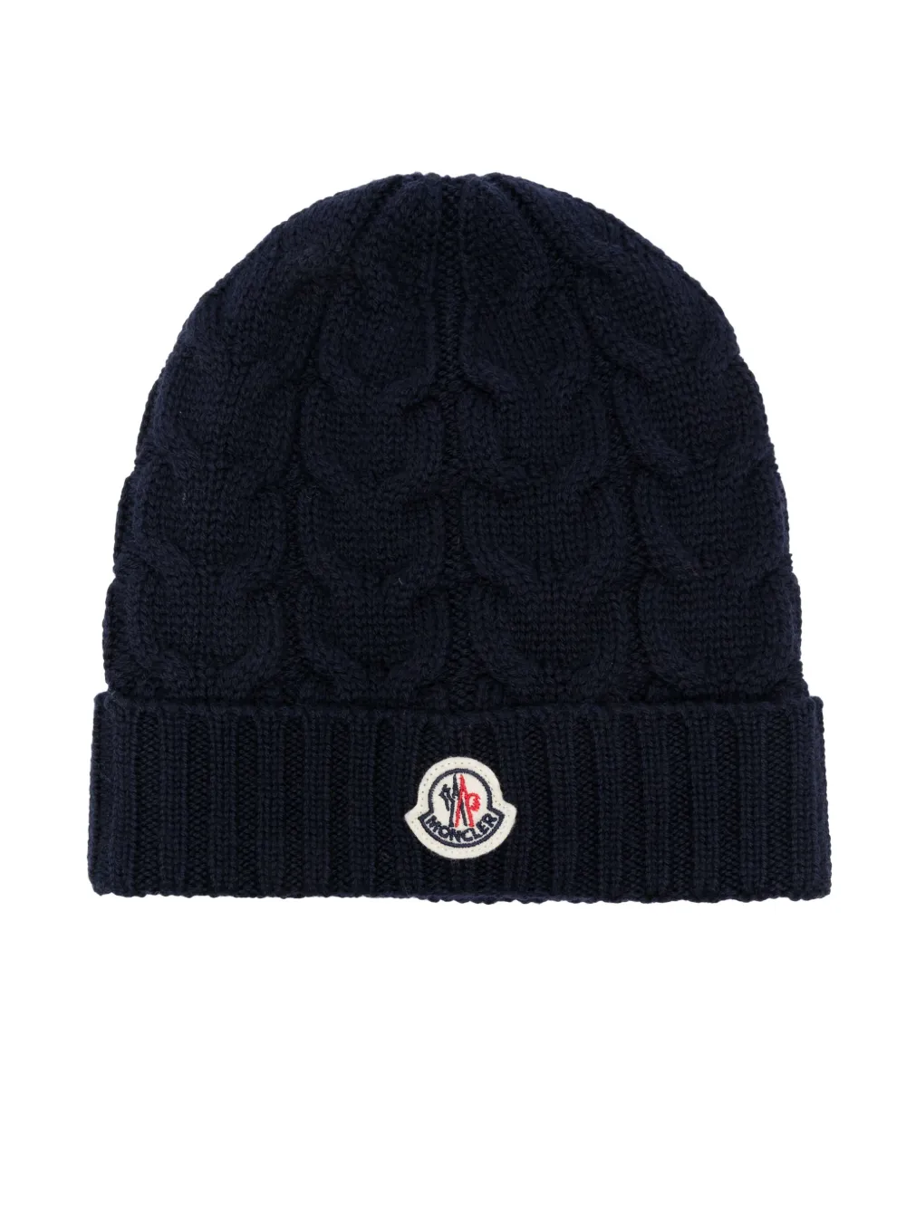 

Шапка бини фактурной вязки с логотипом Moncler Enfant, синий
